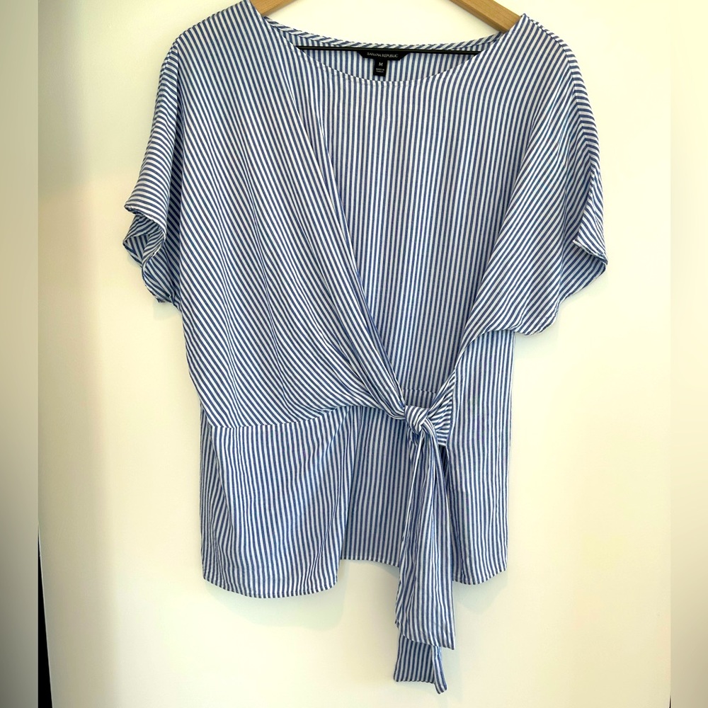 Banana Republic Short Sleeve Stripe Blouse, M